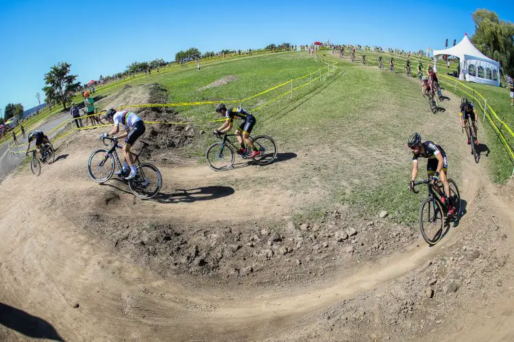 Telenet-Fidea surrounded van Aert, to no avail. Elite Men, 2016 Trek CXC Cup Day 2 © Jeff Curtes