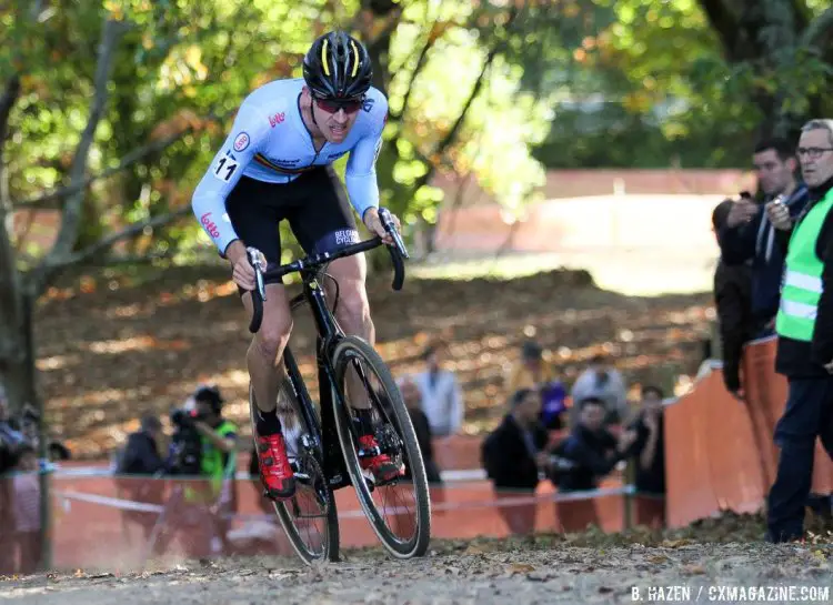 Toon Aerts going clear on his way to win the title. Elite Men, 2016 European Cyclocross Championships UEC. © B. Hazen / Cyclocross Magazine