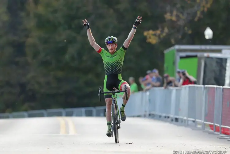 Stephen Hyde solos to victory in the final lap after a hard fought battle with Jeremy Powers. 2016 Pan American Cyclocross Championships © Kent Baumgardt