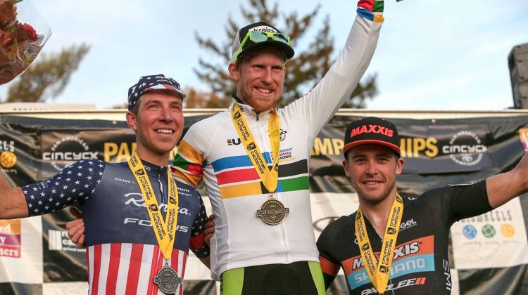 From Left to Right: Jeremy Powers, Stephen Hyde and Danny Summerhill. 2016 Pan American Cyclocross Championships © Kent Baumgardt