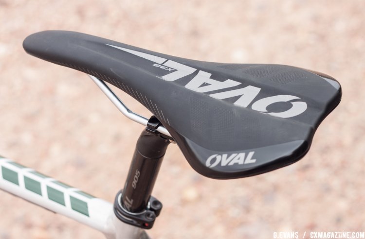 Just like the 725 handlebar, the Oval X38 was designed in conjunction with the Jari line of gravel bikes. Durability and all-day comfort are the design goals Oval looks to deliver on with this saddle. © Cyclocross Magazine