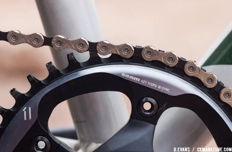 A new KMC X11 chain works with a 42t Force 1 ring on this one-by setup. © Cyclocross Magazine