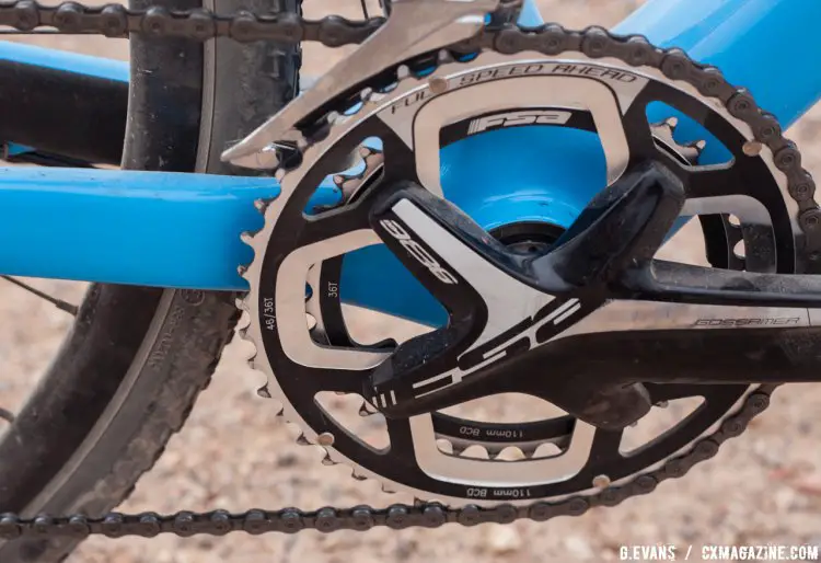 Despite being billed as the Ultegra Pro build, the spec opts for an FSA Gossamer Pro crankset with 46/36t rings. © Cyclocross Magazine