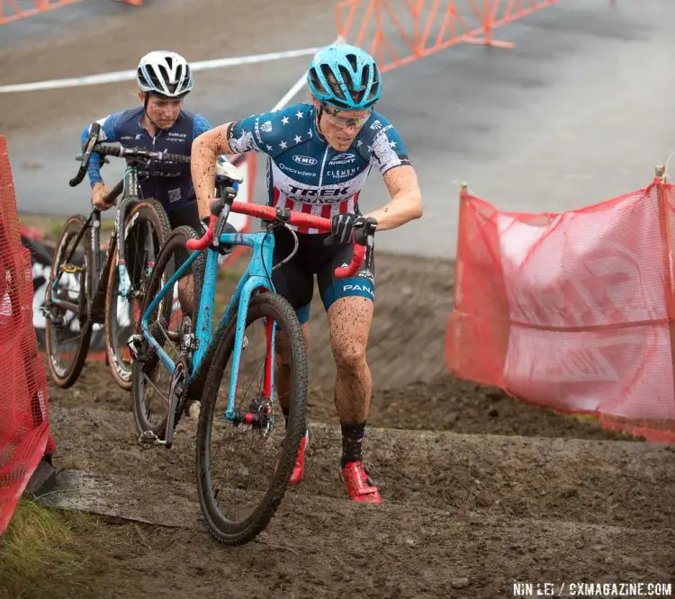 Noble kept Compton in her sights for the first half of the race. 2016 KMC Cross Fest Day 1, UCI C1 © Nin Lei