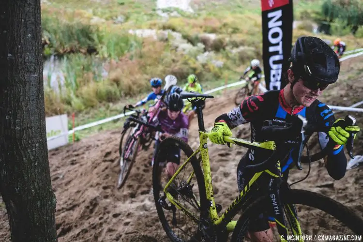 Junior Men on the sandy stair circus. 2016 KMC Cross Fest Day 2. © Chris McIntosh / Cyclocross Magazine