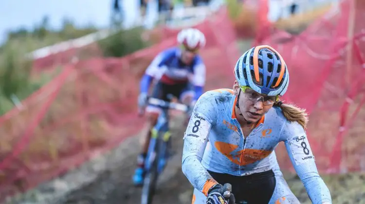 Becca Fahringer takes the off-camber with full attention. 2016 KMC Cross Fest Day 2. © Chris McIntosh / Cyclocross Magazine