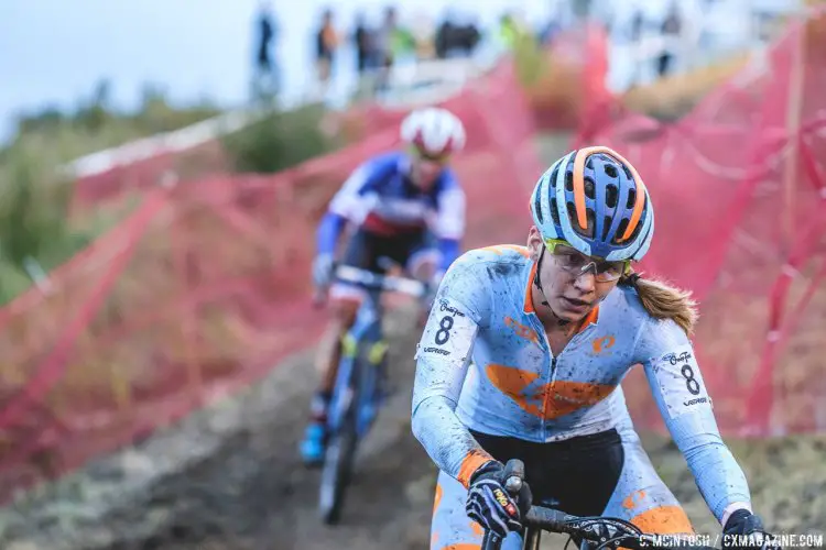 Becca Fahringer takes the off-camber with full attention. 2016 KMC Cross Fest Day 2. © Chris McIntosh / Cyclocross Magazine