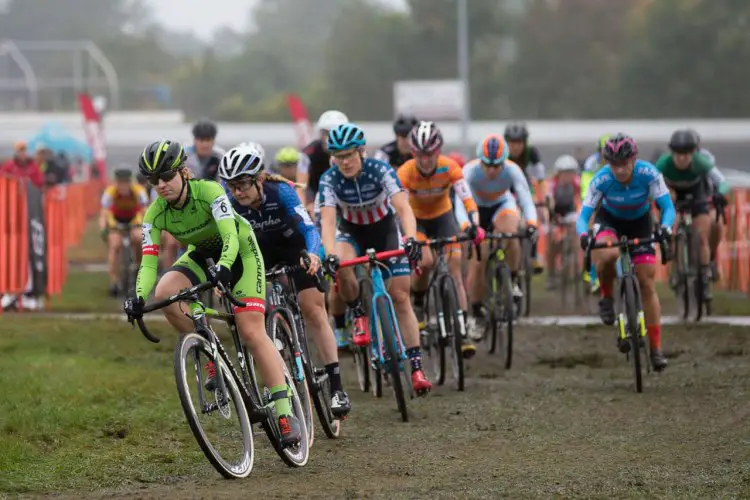 Emma White led out the women's field at the 2016 KMC Cross Fest UCI C1 on Day 1. photo: Wil Mathews