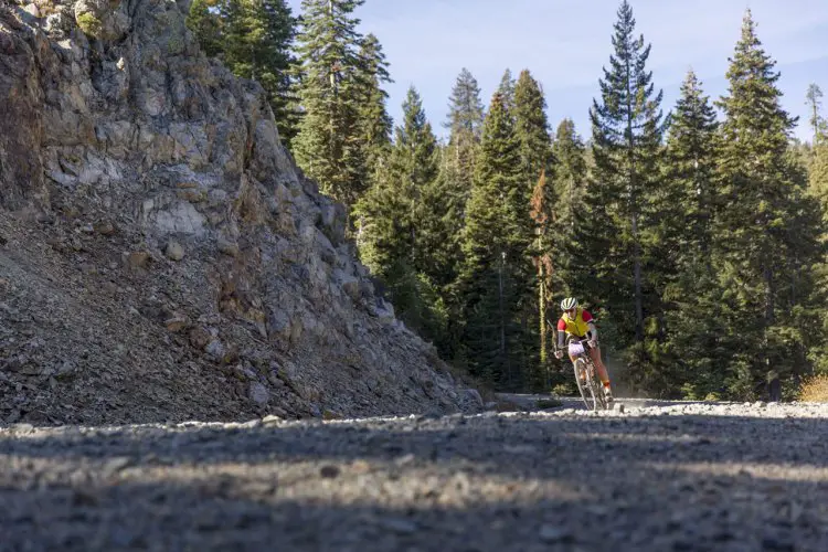 While she's known for her big engine, Miller held her own on the downhills, winning the Big Grizzly gravel descent stage by 29 seconds. © Dusty Bermshot