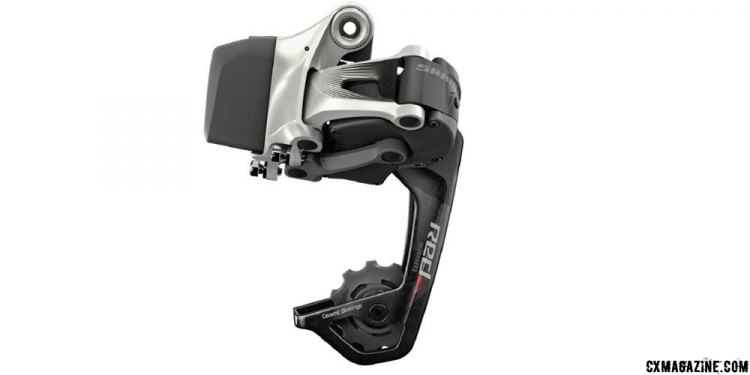 Close-up of the new SRAM RED eTap WiFli rear derailleur.