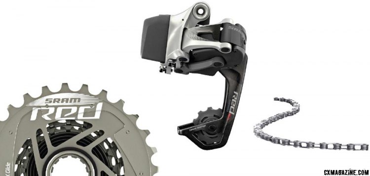 SRAM RED eTap WiFli upgrade kit: RED 11-speed chain, XG1190 11-32 cassette, RED eTap WiFli rear derailleur.