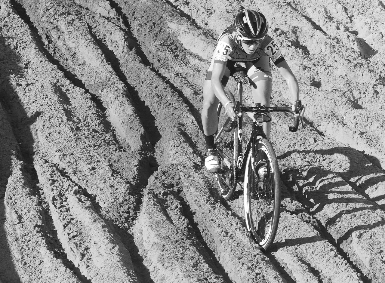 Kaitie Antonneau raced her first Zonhoven race, and finished fourth. 2016 Superprestige Zonhoven women's race. © Bart Hazen / Cyclocross Magazine