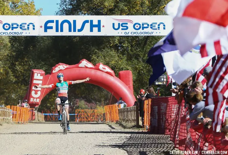 Denzel Stephenson wins the US Open of Cyclocross Day 1. Valmont Bike Park, Boulder. © Cathy Fegan Kim