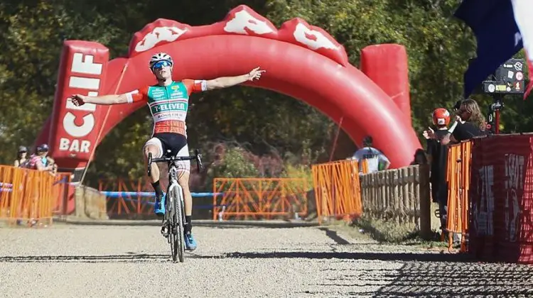 Denzel Stephenson wins the US Open of Cyclocross Day 1. Valmont Bike Park, Boulder. © Cathy Fegan Kim