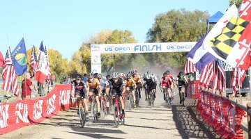 The Elite Men's start. US Open of Cyclocross Day 1. Valmont Bike Park, Boulder. © Cathy Fegan Kim