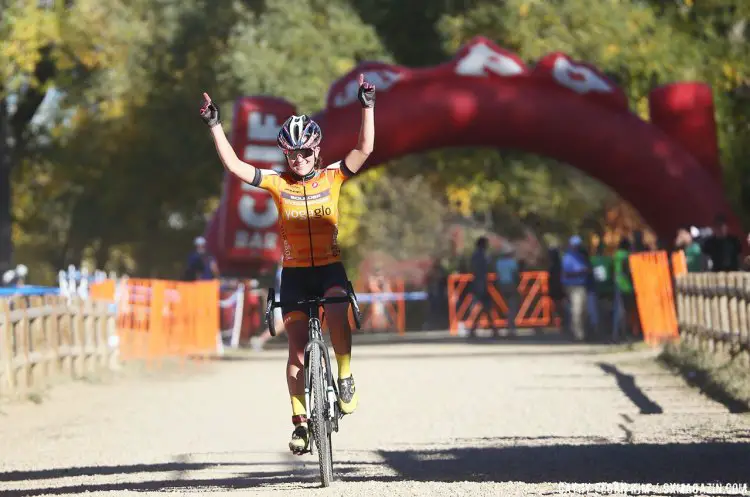 Amanda Miller wins the US Open of Cyclocross Day 1. Valmont Bike Park, Boulder. © Cathy Fegan Kim