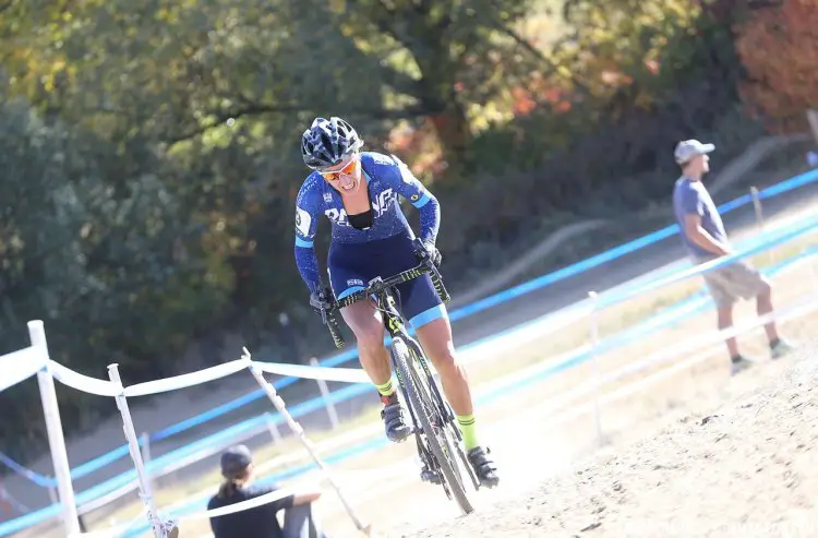 McCutcheon (DNA-Cotton Sox) was in the running for the win before a crash. US Open of Cyclocross Day 1. Valmont Bike Park, Boulder. © Cathy Fegan Kim