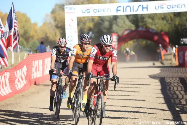 Wells leads Eckmann and Ettinger. US Open of Cyclocross UCI C2 Day 2. © Cathy Fegan Kim / Cyclocross Magazine