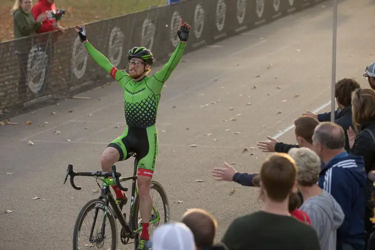 Stephen Hyde wins his third Derby City Cup Cyclocross race in a row. © Wil Matthews