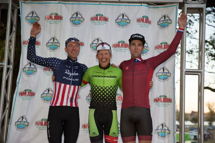 Men's podium for Day 2 of the Derby City Cup - Powers, Hyde, Ortenblad © Wil Matthews