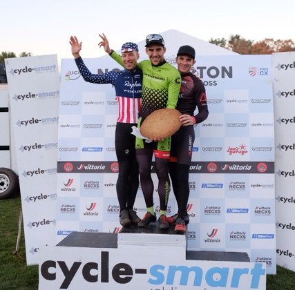 2016 Northampton International Day 2 Elite Men's podium with Curtis White on the top step. © Chris McIntosh