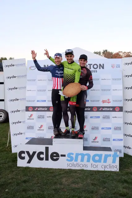 2016 Northampton International Day 2 Elite Men's podium with Curtis White on the top step. © Chris McIntosh