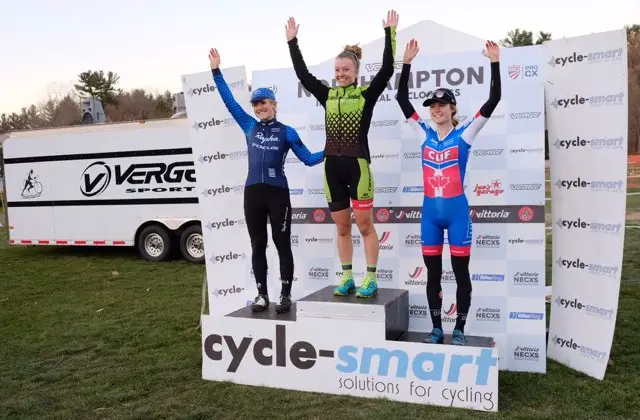 2016 Northampton International Day 2 Elite Women's podium with Emma White on the top step. © Chris McIntosh