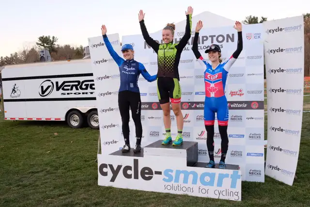2016 Northampton International Day 2 Elite Women's podium with Emma White on the top step. © Chris Macintosh