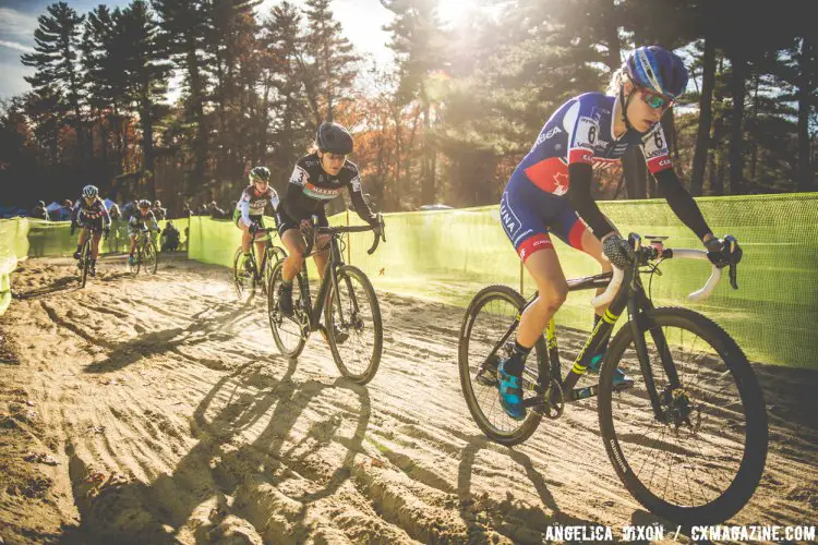 Maghalie Rochette leads Crystal Anthony through the sand pit. © Angelica Dixon