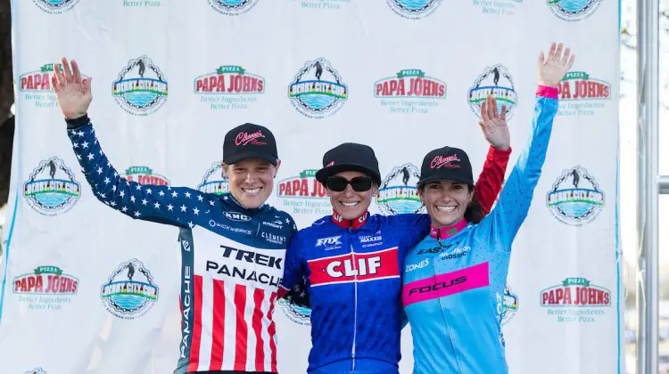 Elite Women's podium for the Derby City Cup 2016 Day 2. © Jake's Point of View