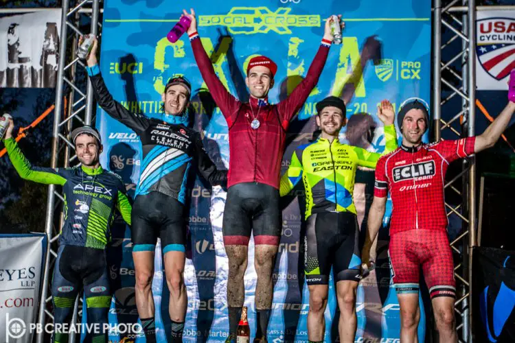 Elite Men's podium at Day 2 of CXLA. © Philip Beckman