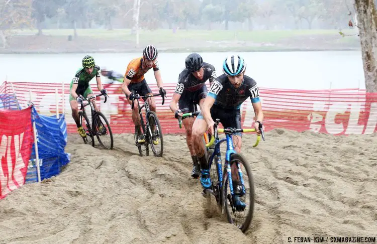 Lance Haidet leads the U23 lead group through the sand. 2016 CXLA Day 2. © Cathy Fegan-Kim / Cyclocross Magazine