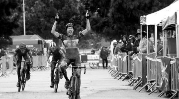 Maxx Chance celebrates his U23 win. 2016 CXLA Day 2. © Cathy Fegan-Kim / Cyclocross Magazine