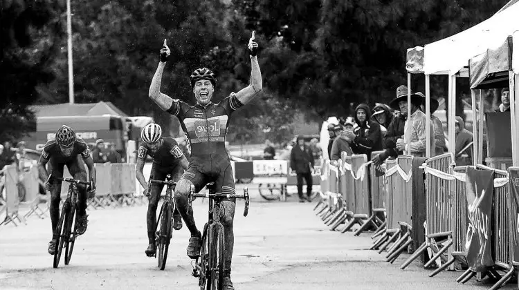 Maxx Chance celebrates his U23 win. 2016 CXLA Day 2. © Cathy Fegan-Kim / Cyclocross Magazine