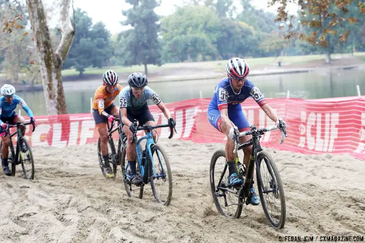 Katerina Nash leads Sofia Gomez Villafane. 2016 CXLA Day 2. © Cathy Fegan-Kim / Cyclocross Magazine