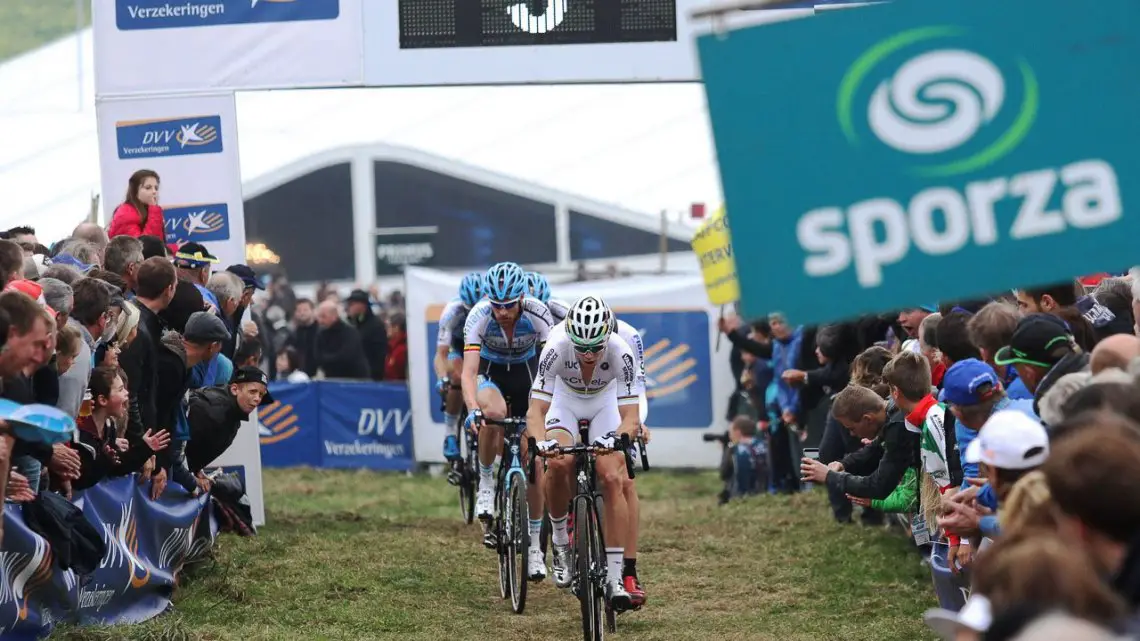 Wout van Aert in control. Elite Men. 2016 Koppenbergcross, DVV Verzekeringen Trofee Series race #2. © B. Hazen / Cyclocross Magazine