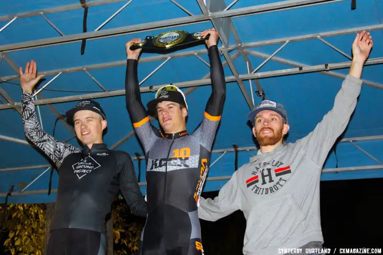 Young Tulsa-native Skylar Mackey (KCCX Elite Cyclocross Team) takes the win with Casey Hildebrandt (The Underground Project) and John Purvis (unattached) finishing second and third. © Cyntergy Hurtland 