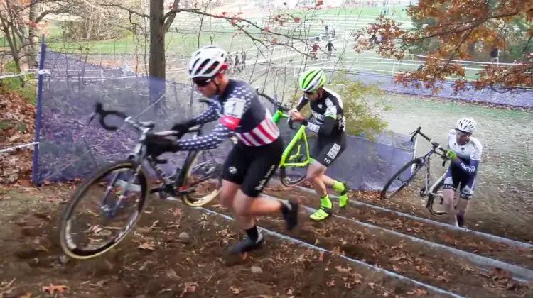 Jeremy Powers leads Durrin in chase of Curtis White at the 2016 Verge Northampton International.