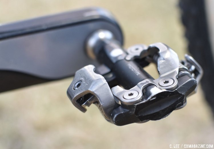Quinten Hermans opts for Shimano's M9000 XTR pedals, in heavily-modified prototype form, just as Sven Nys used to race.' Trek Boone cyclocross bike. © C. Lee / Cyclocross Magazine