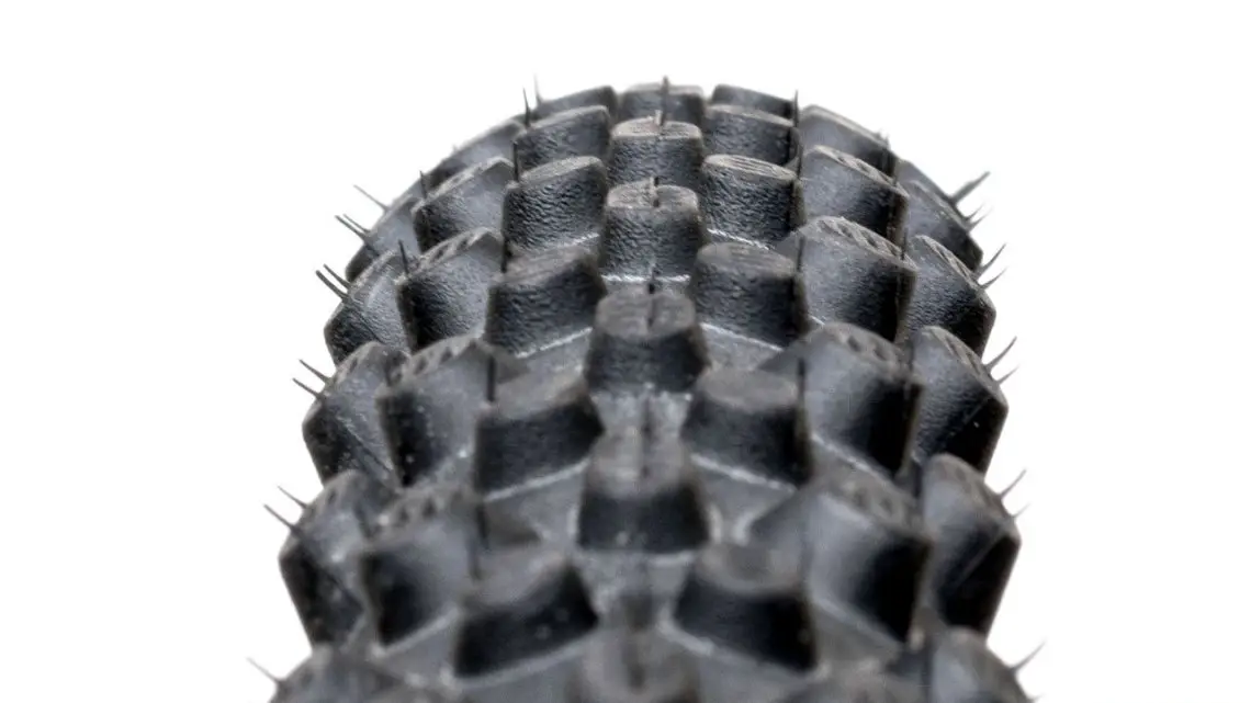 The Schwalbe X-One Bite features 3mm tall center knobs with 4mm tall side knobs for soft or loose conditions. © C. Lee / Cyclocross Magazine