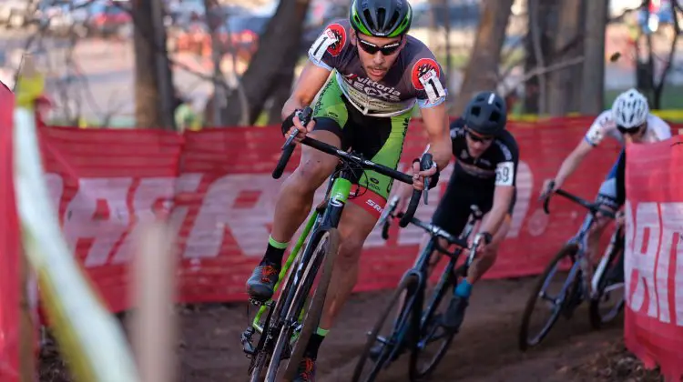 Curtis White, leading the series, and leading the 2016 Supercross Cup cyclocross race. © Chris McIntosh