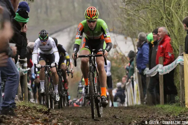 Tim Merlier at the front early. 2016 Superprestige Gavere Elite Men. © B. Hazen / Cyclocross Magazine