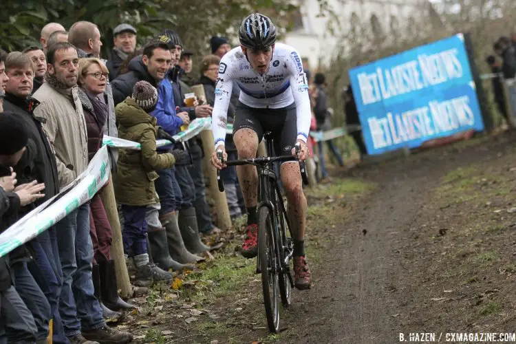 Toon Aerts continued to show off his UEC European Championship jersey wasn't a fluke, and once again was the best of the rest after the dominant duo. 2016 Superprestige Gavere Elite Men. © B. Hazen / Cyclocross Magazine