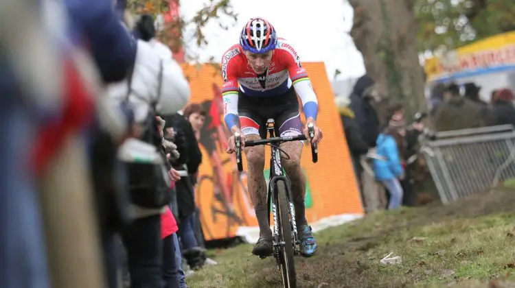 Mathieu van der Poel in command. 2016 Superprestige Gavere Elite Men. © B. Hazen / Cyclocross Magazine