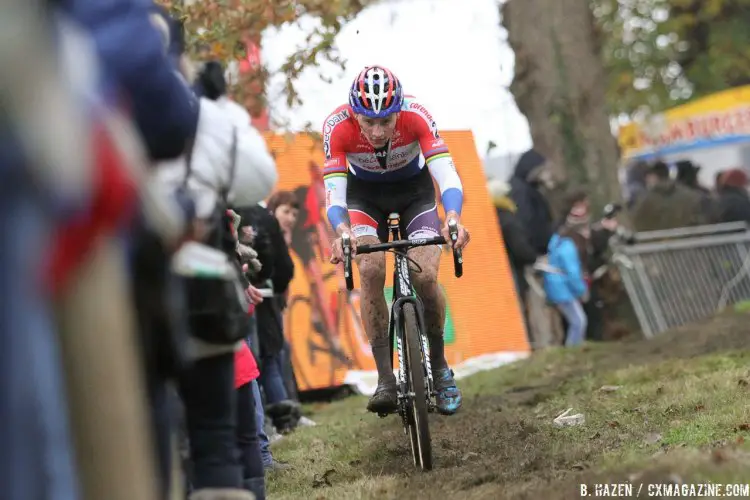 Mathieu van der Poel in command. 2016 Superprestige Gavere Elite Men. © B. Hazen / Cyclocross Magazine