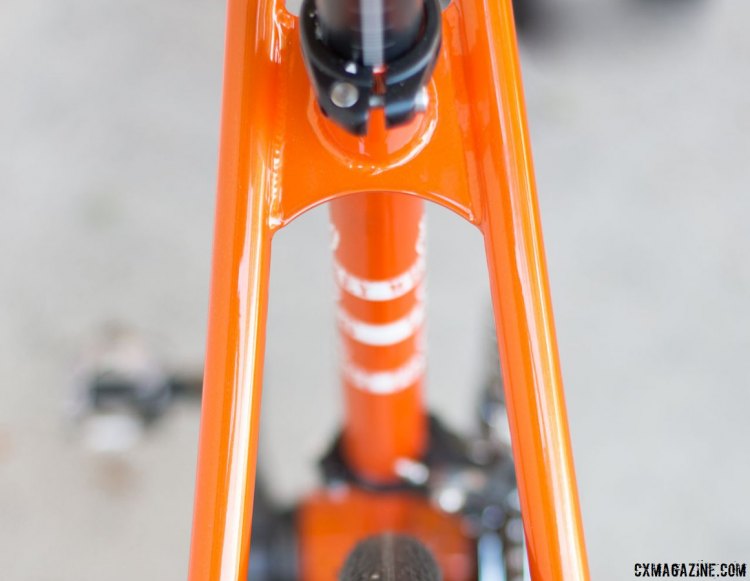 The seat post / seatstay junction. Van Dessel WTF steel bike. © Cyclocross Magazine