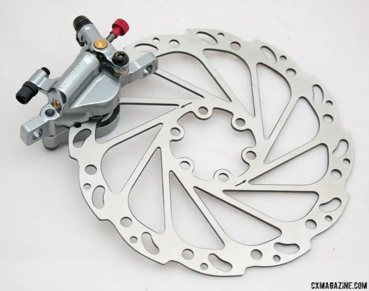 Yokozuna Motoko cable-pull hydraulic disc brake and included 160mm stainless rotor. © Cyclocross Magazine