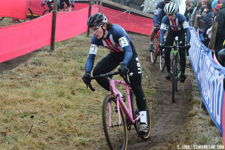 Kevin Goguen would end up finishing a respectable 38th for the Zeven Junior Men's race. © C. Jobb / Cyclocross Magazine