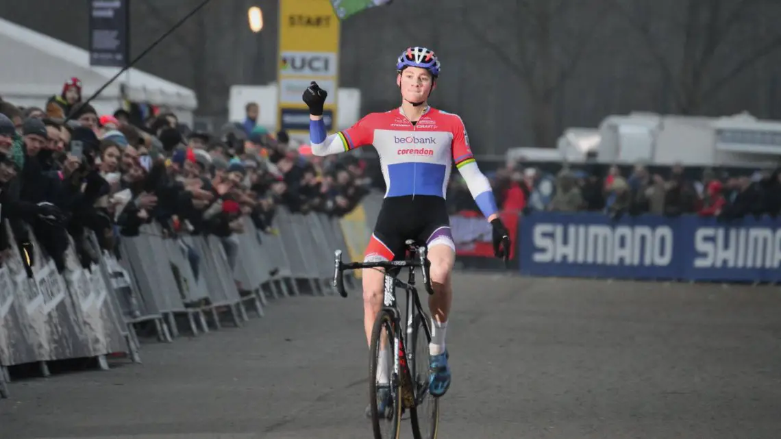 Mathieu van der Poel proved once again he's the one to beat in Zeven, Germany at the 2016 World Cup. © C. Jobb / Cyclocross Magazine