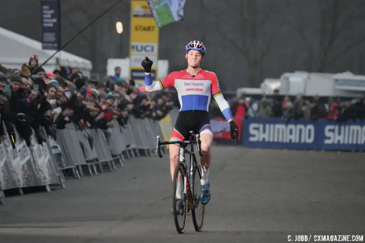 Mathieu van der Poel proved once again he's the one to beat in Zeven, Germany at the 2016 World Cup. © C. Jobb / Cyclocross Magazine